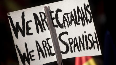 Banner at pro-unity rally in Barcelona on 8 October 2017