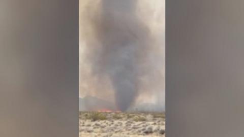 A fire whirl in the Mojave National Preserve