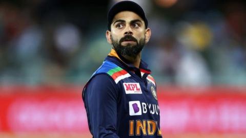 Virat Kohli of India looks on during game three of the One Day International series between Australia and India at Manuka Oval on December 02, 2020 in Canberra, Australia.