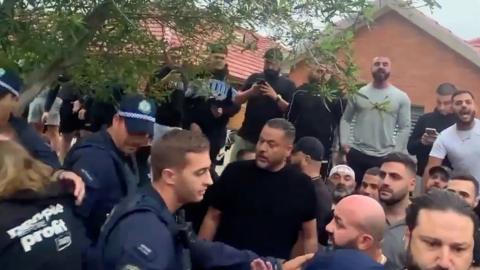 Scene outside the church in Belfield, Sydney