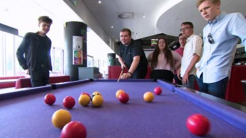 Members of the Conservative Association at the University of Reading play pool