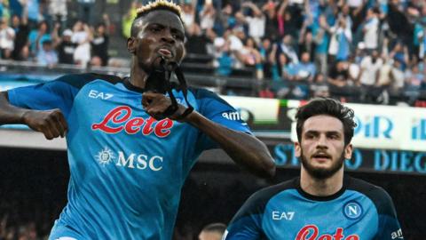 Napoli's Victor Osimhen celebrates his goal