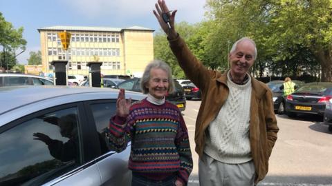 Emmanuel Elliott and Hilda Farmer with their recovered car