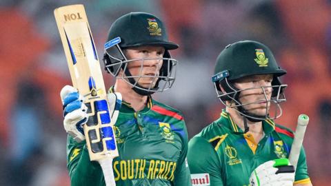South Africa's Rassie van der Dussen reaches half-century v Afghanistan in 2023 Cricket World Cup