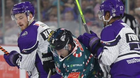 Action from Belfast Giants v Glasgow Clan