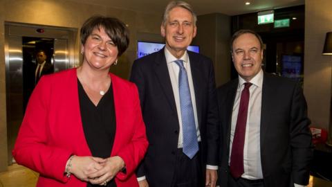 Arlene Foster, Philip Hammond and Nigel Dodds