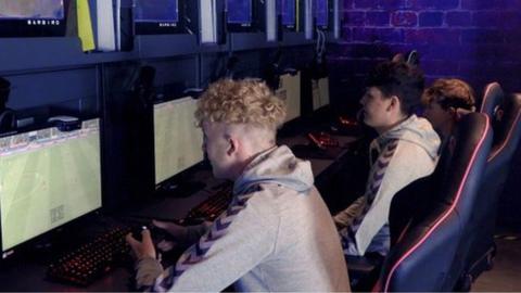 Students taking part in esports.