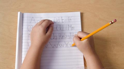 child writing