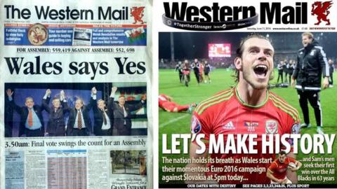 Front page Welsh Assembly edition and Euro 2016 edition