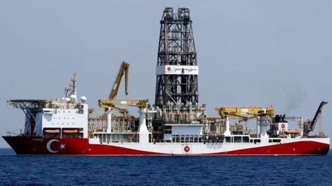 Turkish drilling vessel Yavuz in the eastern Mediterranean Sea off Cyprus