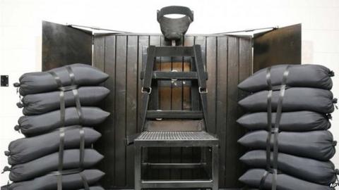 A file photo from 2010 shows the firing squad execution chamber at the Utah State Prison in Draper, Utah