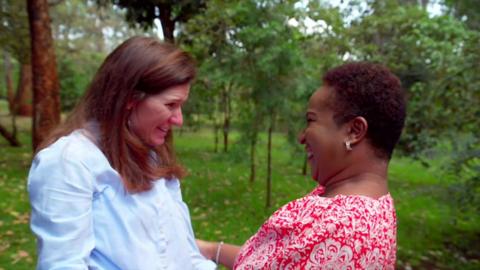 Katherine Walton and Valentine Kadzo in a Nairobi garden