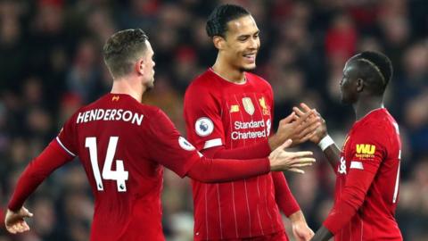 Jordan Henderson, Virgil van Dijk and Sadio Mane