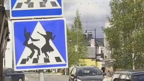 Street sign in Haparanda, Sweden