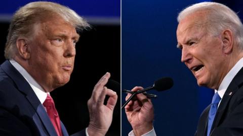 A compilation of Biden and Trump in a debate