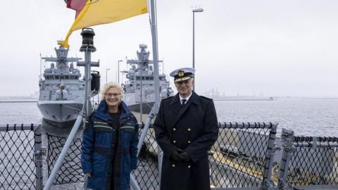 Kay-Achim Schönbach pictured with Defence Minister Christine Lambrecht