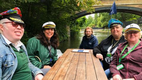 People on a boat in Regent's Canal