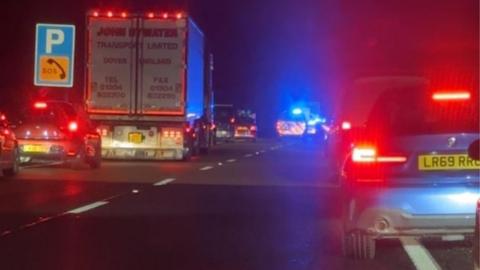 Traffic on the A92 after the collision