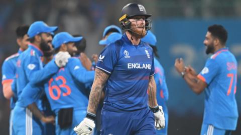 Ben Stokes walks off after being dismissed