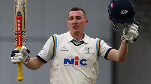 Harry Brook celebrates a century for Yorkshire