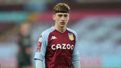 Louie Barry playing for Aston Villa in the FA Cup