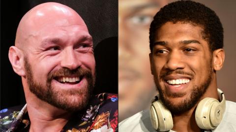 A split picture of Tyson Fury and Anthony Joshua