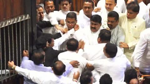 Fighting in Sri Lanka parliament