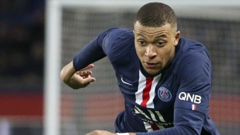 Kylian Mbappe of PSG during the Ligue 1 match between Paris Saint-Germain (PSG) and Dijon FCO at Parc des Princes stadium on February 29, 2020 in Paris, France.