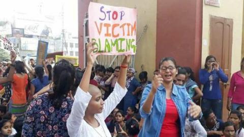 Protesting students at BHU over the weekend