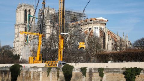 Work continues to stabilise the cathedral's structure nine months after a fire caused significant damage, in Paris, France, December 18, 2019