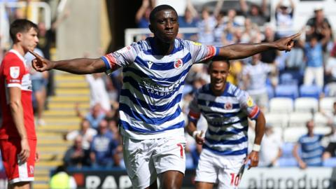 Tyrese Fornah celebrates scoring for Reading against Middlesbrough