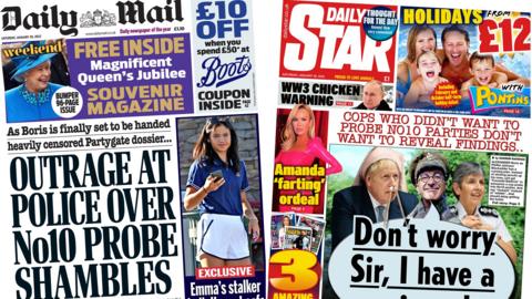 Composite image of the Daily Mail and Daily Star front pages.