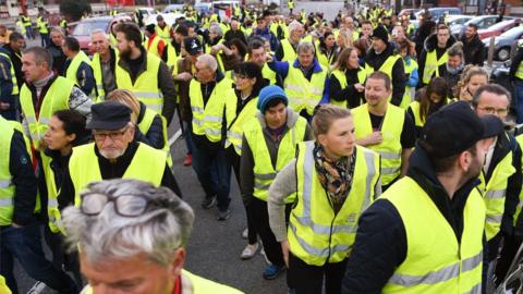 protesters near Chambery in eastern Franec