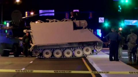 The armoured vehicle pictured after the chase