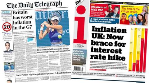 Daily Telegraph and i front pages for 18 August 2022