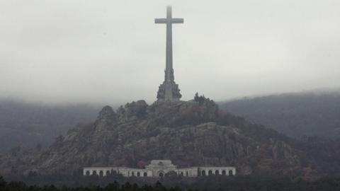 A heavy fog lies over the Valle de los Caidos (Valley of the Fallen) monument on November 20, 2005 in El Escorial, Spain