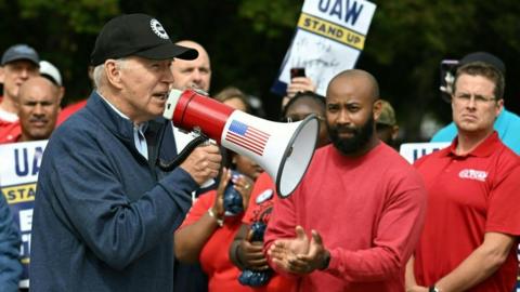 Joe Biden at the picket line