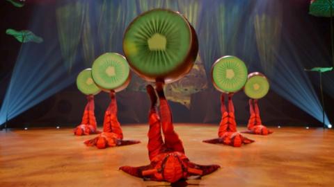 Five performers on stage as part of the OVO show