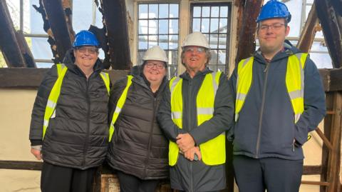 Left to right: Dr Albert Napper's great, great granddaughter Jane King, her daughter Stephanie King, Cranleigh Heritage Trust chairperson, Trevor Dale, and Jane's son Ben King.