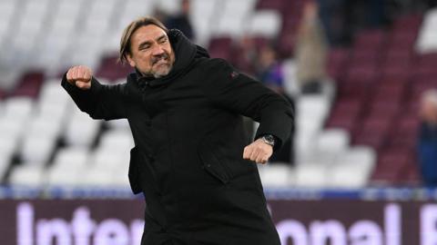 Daniel Farke, manager of Leeds United, celebrates