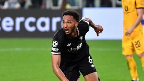 Lloyd Kelly celebrates scoring for Juventus