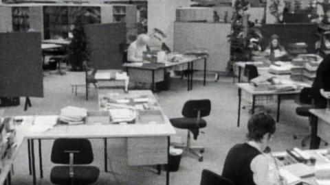 A new style 'open plan' office in 1973.