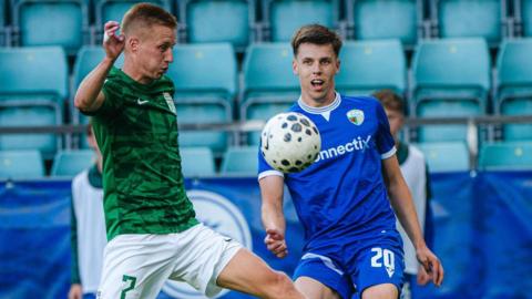 Rhys Hughes in action for TNS