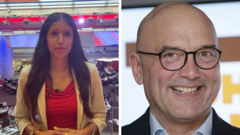 Noor Anji BBC culture reporter and Gregg Wallace