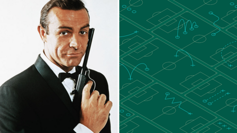 Sean Connery as James Bond & football data graphic