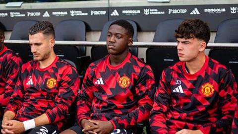 Kobbie Mainoo on the bench for Manchester United