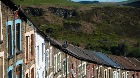 General view of houses in Welsh valley