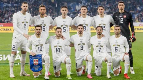 Top row: Strahinja Pavlovic, Strahinja Erakovic, Sasa Zdjelar, Luka Jovic, Sasa Lukic, Djordje Petrovic; bottom row: Dusan Tadic, Andrija Zivkovic, Filip Mladenovic, Mijat Gacinovic and Milan Gajic.