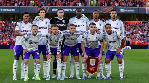 Aston Villa squad photo before first-leg of Europa League semi-final