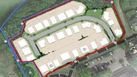 An aerial image showing the outline of a new housing estate planned for Halifax
